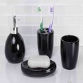 Home Basics 4 Piece Bath Accessory Set, Black BA41264